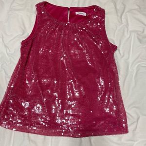 Sleeveless Hot Pink Sequin Shirt Calvin Klein Sz M